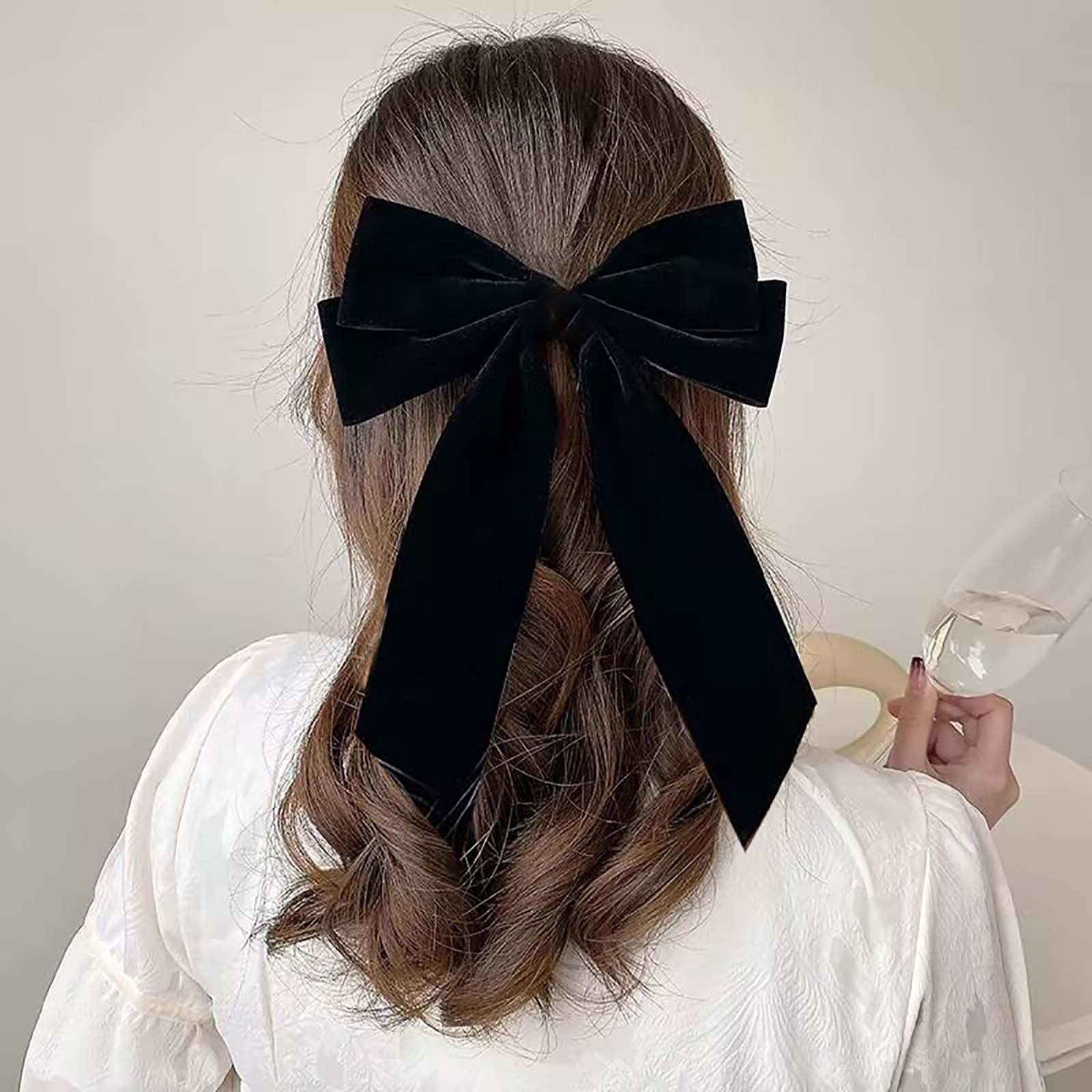 Amazon.co.jp: ヴィンテージ ブラック ベルベット リボン ヘアクリップ